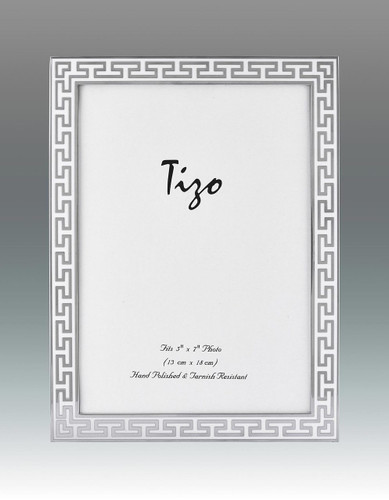 Tizo White Greek Key Enamel Picture Frame 4 x 6 Inch