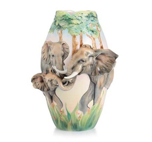 Franz Porcelain Vase Family Fun Elephant FZ03026