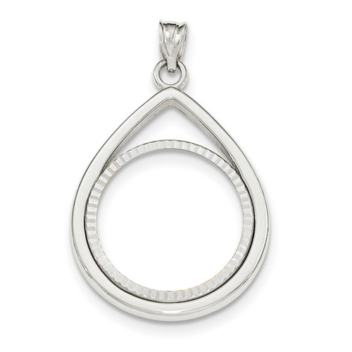Tear Drop Diamond -cut Prong 1/4AE Bezel 14k white Gold BA74WD/4AE