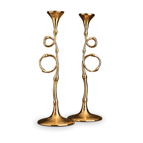 L'Objet Evoca Candlesticks Gold Set of Two 24k Gold-Plated