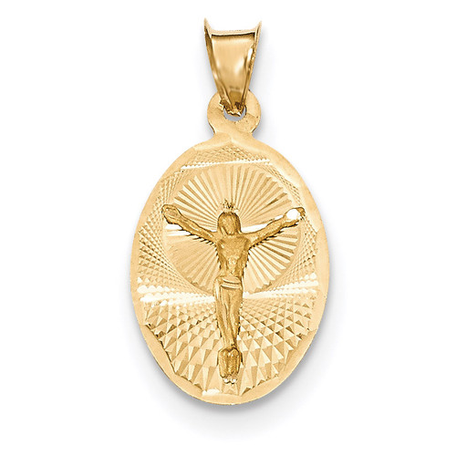 Diamond -cut CORPUS Oval Pendant 14k Gold Polished K5607