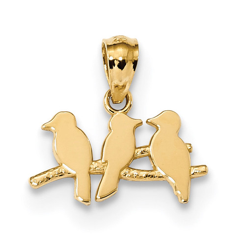 Three Birds on a Branch Pendant 14k Gold Polished K5991