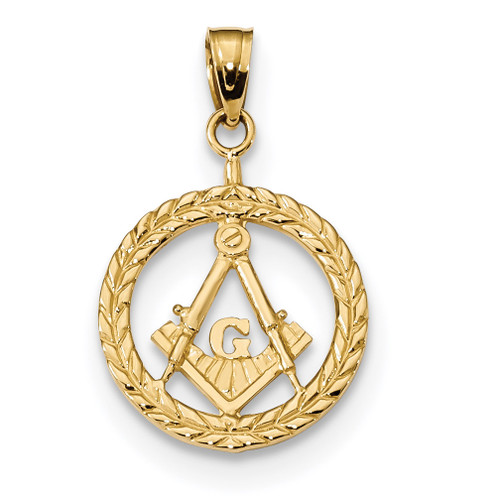 Masonic Symbol in Wreath Pendant 14k Gold K6116