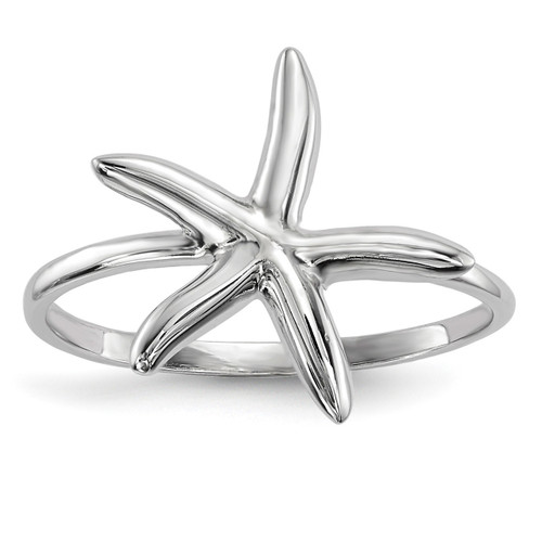 Polished Star Fish Ring 14k white Gold R601