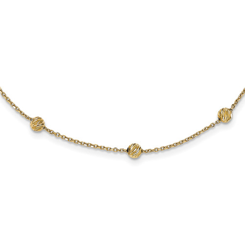 17 Inch Diamond -cut Beads Station Necklace 14k Gold SF2243-17