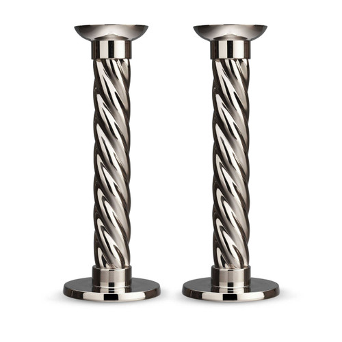 L'Objet Carrousel Candlesticks Large Set of Two Nickel-Plate