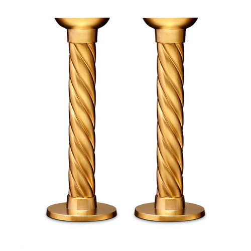 L'Objet Carrousel Candlesticks Large Set of Two Hand forged 24k Gold-plated