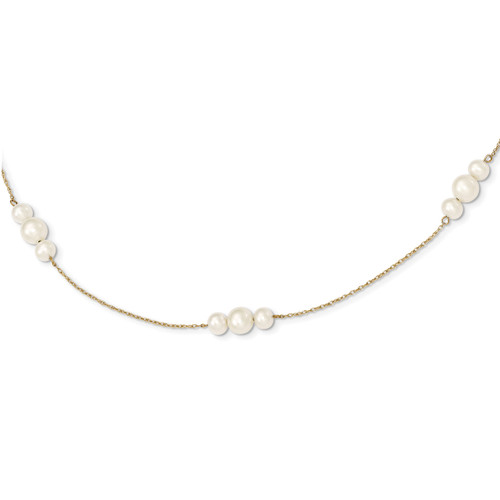16 Inch 5-8mm White Fresh Water Cultured Pearl 5-Station Necklace 14k Gold MPN: XF556-16