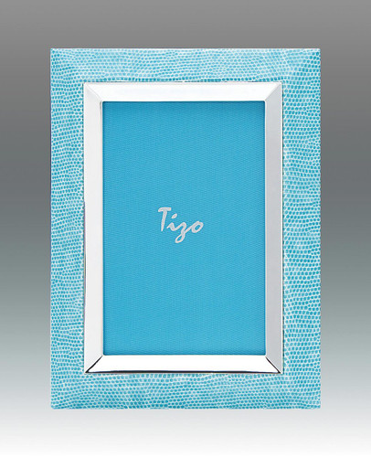 Tizo Leather City 5 x 7 Inch Silver Plated Picture Frame - Baby Blue