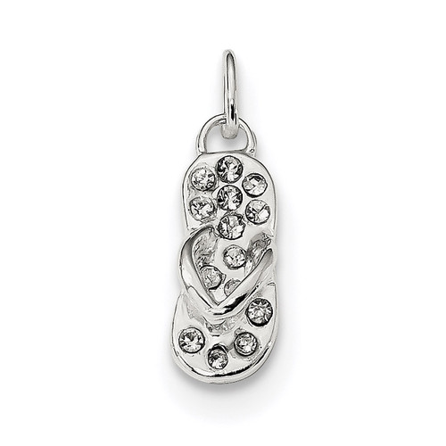 CZ Flip Flop Charm Sterling Silver Polished QC9252