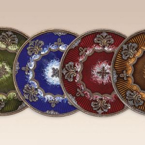 Tizo Round Floral Jeweled Coaster - Red