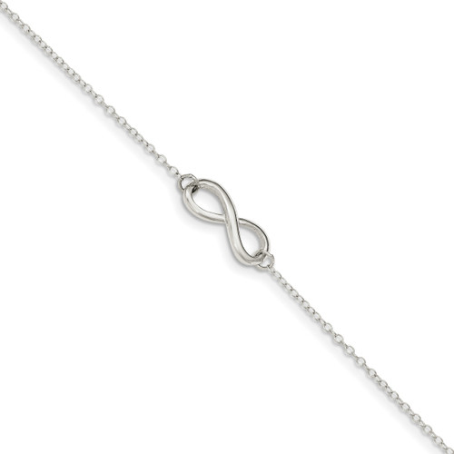 1 inch Extender Infinity Symbol Anklet Sterling Silver Polished QG3563-9