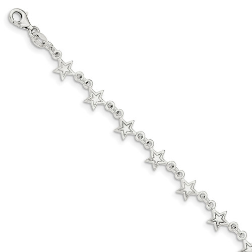 1 inch Extender Star Anklet Sterling Silver Polished QG3564-9