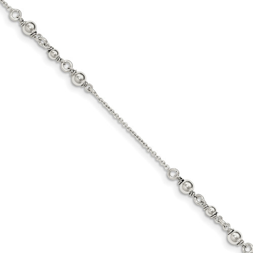 1 inch Extender Fancy Anklet Sterling Silver Polished QG3568-9