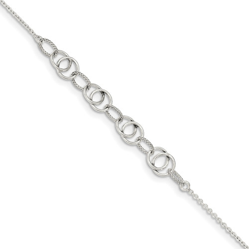 1 inch Extender Fancy Link Anklet Sterling Silver Polished QG3569-9