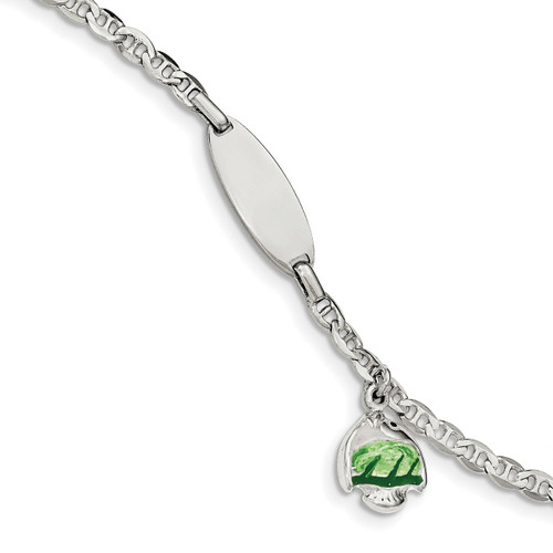 Fancy Link Fish Enamel Baby ID Bracelet Sterling Silver Polished QID209-6