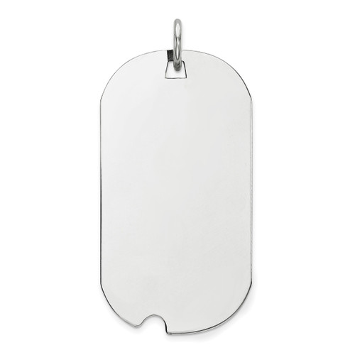 Engravable Dog Tag Polish Front Satin Back Disc Charm Sterling Silver Rhodium MPN: QM504/35