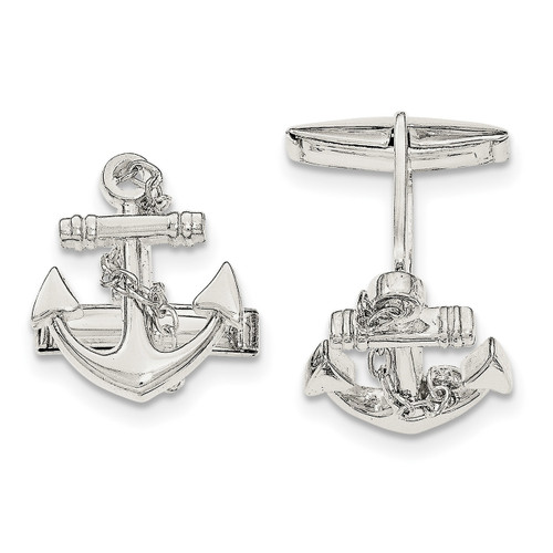 Anchor with dangle rope Cufflinks Sterling Silver QQ560