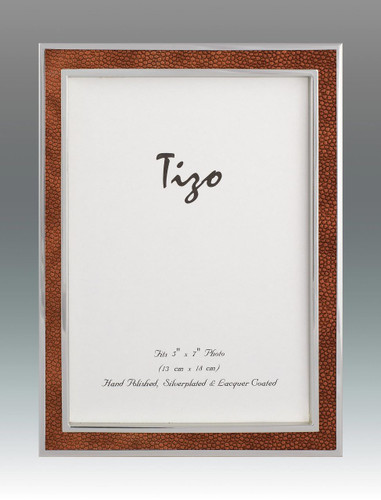Tizo 8 x 10 Inch Shagreen Silver Plated Picture Frame - Brown