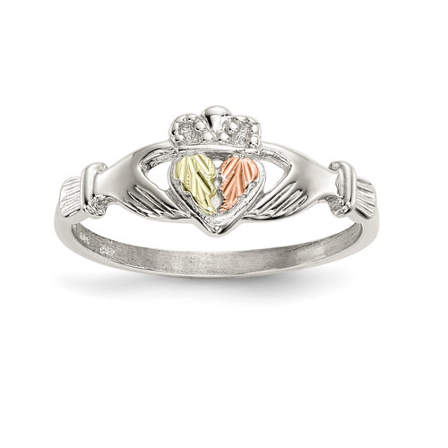 Accents Claddagh Ring 12k Gold Sterling Silver QBH245