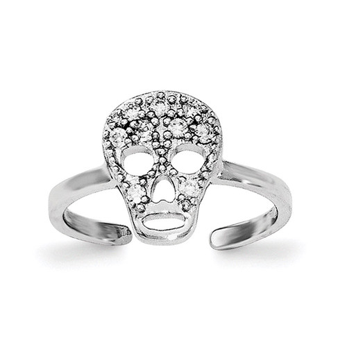 CZ Skull Toe Ring Sterling Silver Rhodium-plated MPN: QR6042