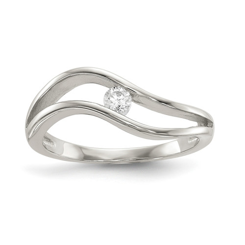 Wavy CZ Ring Sterling Silver Rhodium-plated QR6640
