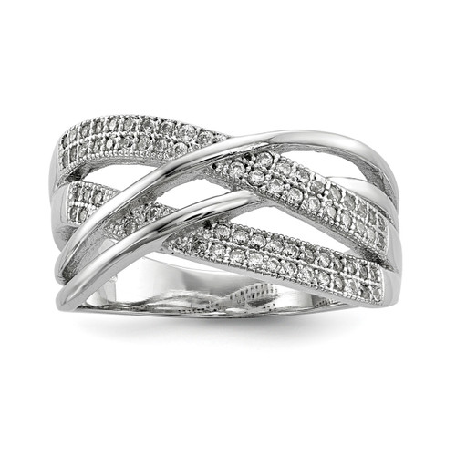 CZ Woven Ring Sterling Silver Rhodium-plated QR6728
