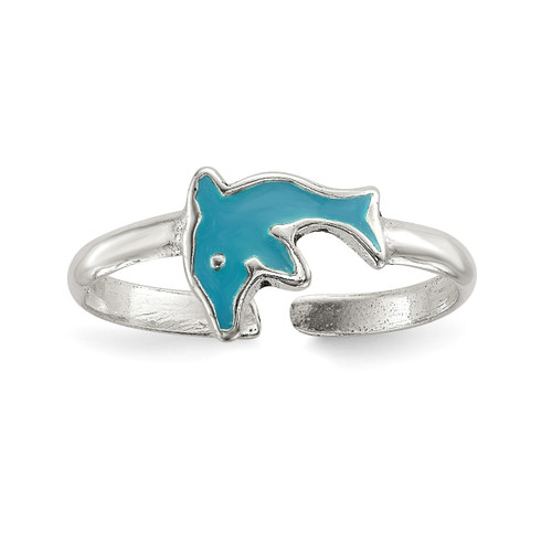 Enameled Dolphin Toe Ring Sterling Silver Polished MPN: QR6783