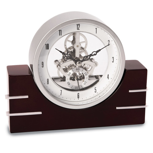 Lacquered Mahogany Wood with Stainless Steel Accents Clock GM13374