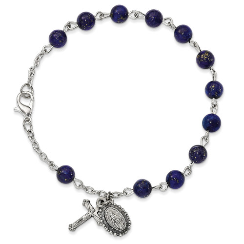 Lapis Rosary Bracelet Silver-tone GM13546