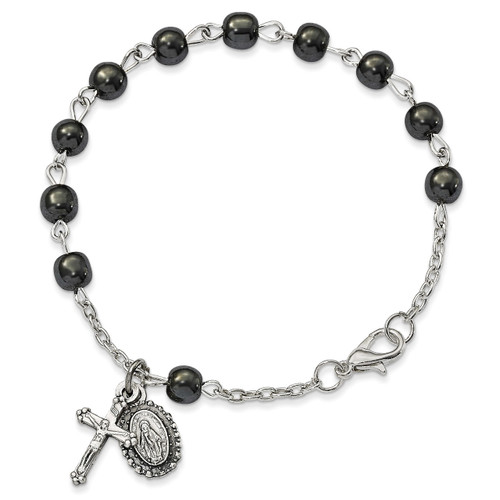 Hematite Rosary Bracelet Silver-tone GM13550