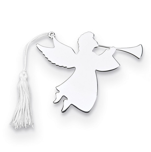 Nickel-plated Trumpeter Angel Ornament with White Tassel GM14648
