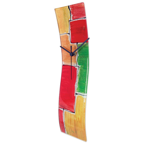 Red/Yellowith Green Artisan Glass Curved Wall Clock GM16189