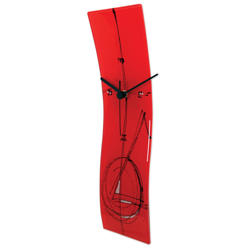 Red Artisan Glass Curved Wall Clock GM16190