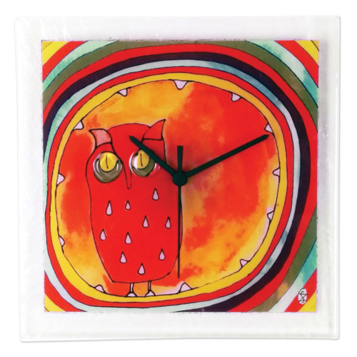 Owl Artisan Glass Wall Clock GM16192