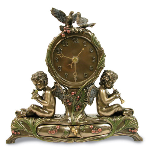 Twin Cherubs Playing Instruments Clock GM17129