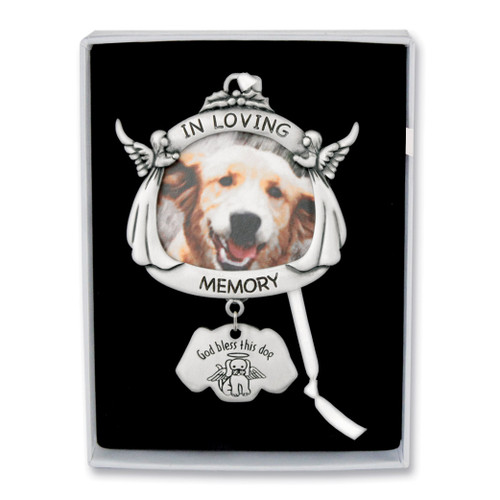 In Loving Memory Dog Angel Photo Ornament Silver-tone GM17294