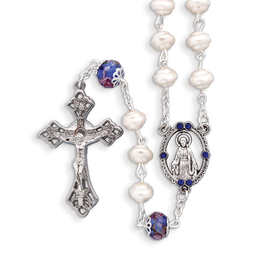 Pearl Color Bead Rosary GM17989