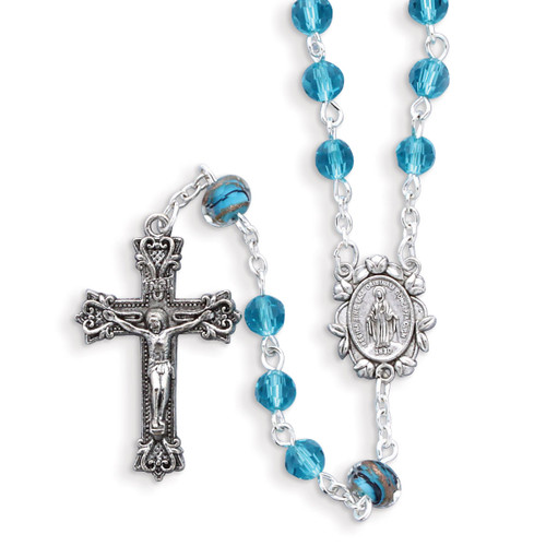 Aqua Color Bead Rosary GM17990