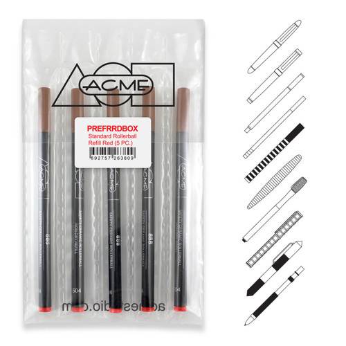 Acme 891 Roller Ball Red (Prepack Of 5) Refill Medium, MPN: PREFRRDBOX, UPC: 692757263809
