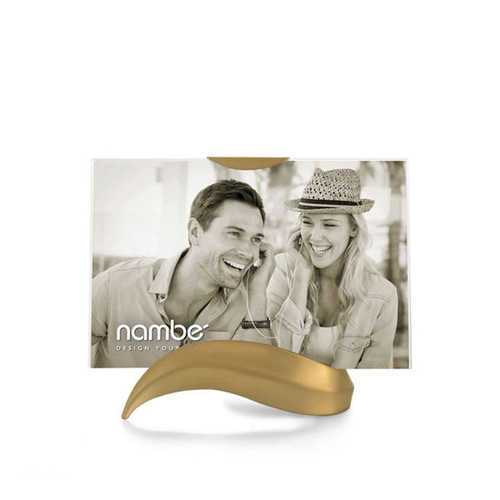 Nambe Eco Frame 4 Inch x 6 Inch Champagne Gold Plated Metal Glass 6 Inch W x 4.5 Inch H x 3.75 Inch D