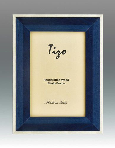 Tizo 5 x 7 Inch Blanco Border Wood Picture Frame - Blue