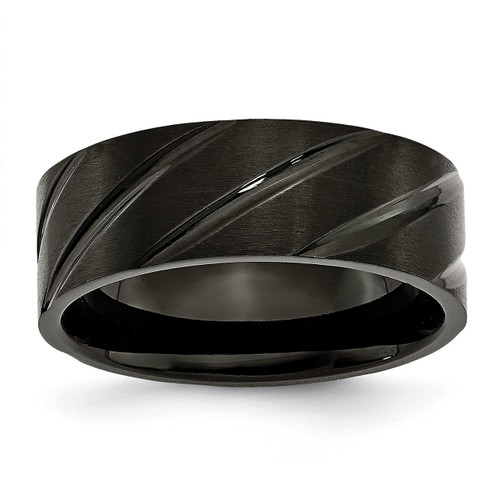 Swirl Design Black IP-plated 8mm Brushed Polished Band Titanium TB350