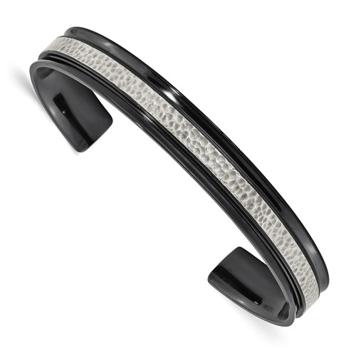 Edward Mirell Black Ti Argentinium Sterling Silver Hammered Cuff Bracelet
