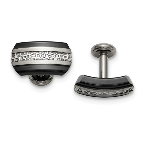 Edward Mirell Black Ti Argentinium Sterling Silver Hammered Cufflinks