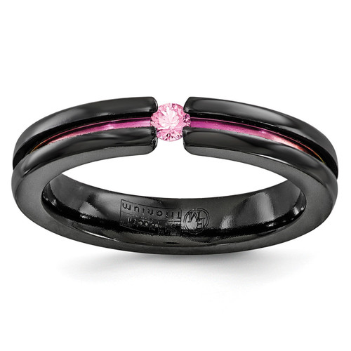 Edward Mirell Black Ti Pink Sapphire & Pink Anodized 4mm Band