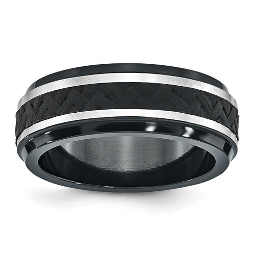 Edward Mirell 8mm Blk Ti Stepped Press Fit with Black Carbon Fiber Insert Band