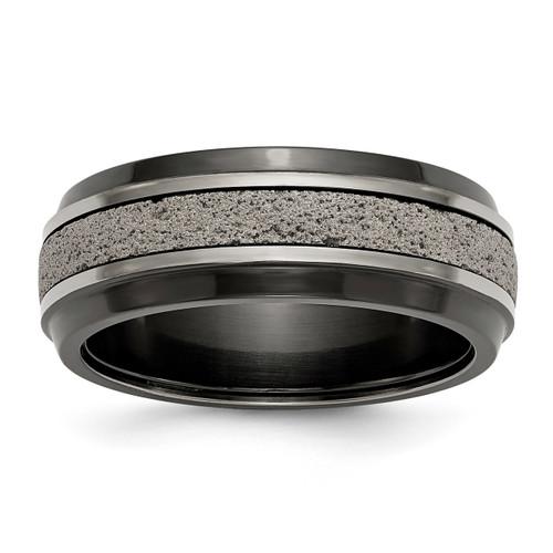 Edward Mirell 8mm Blk Ti Stepped with Gray Crete Insert Band
