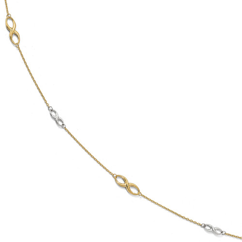 1 inch Extender Anklet 9 Inch 10k Gold Two-tone Polished 10LF547-9
