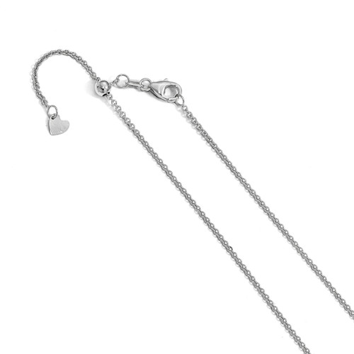 1.4 mm Round Cable Adjustable Chain 22 Inch 14K White Gold 1290-22